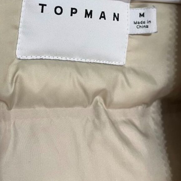 TOPMAN Beige Puffer Jacket Hooded Zip Front Men’s Size M - Picture 7 of 8